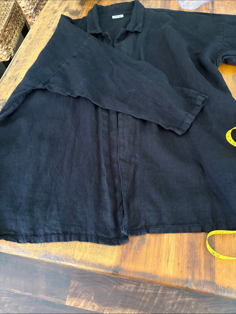 MatchPoint USA Black Linen Open Front Lagenlook Relaxed Jacket Sz L - Picture 10 of 10